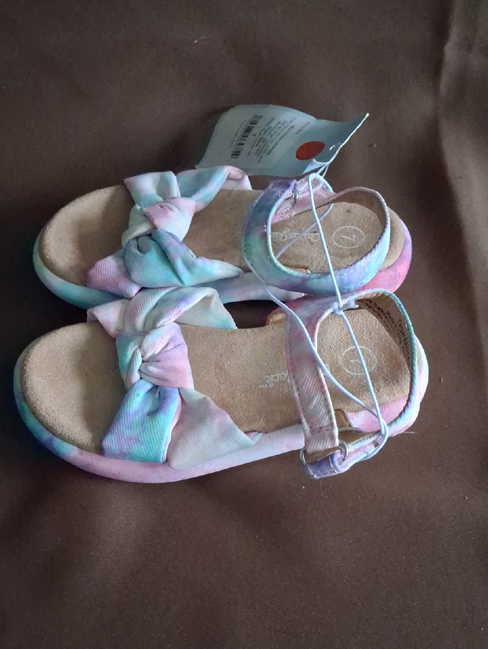 Girls Pastel Tie-Dye Bow Sandals